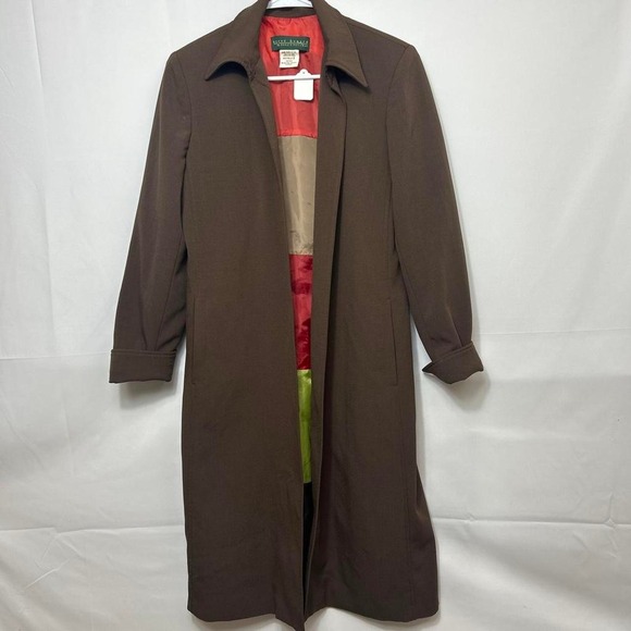 Harve Bernard Jackets & Blazers - Vintage Harvé Benard Chocolate Brown Trench Coat Color block Trench Coat Size 8